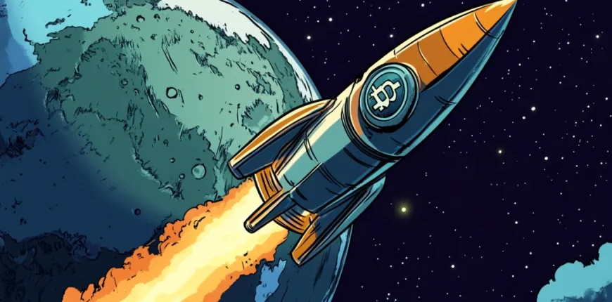 blockheadco_cartoon_of_bitcoin_on_a_rocket_to_the_moon._earth_i_e8d9da69-30f7-4ff1-83f8-b89e4243a2f6.webp