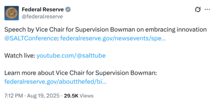 Federal-Reserve-X-post-sharing-Bowmans-speech-at-the-Wyoming-Blockchain-Symposium.png